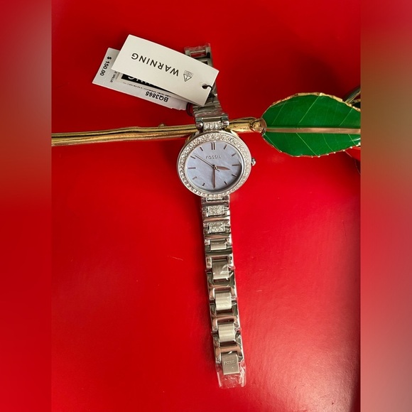 FOSSIL Watch,Fossil Silver Watch with Crystal Accents  display picture 3